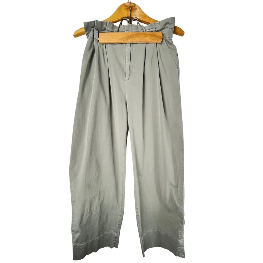 Sage Green Paperbag Waist Pants Everlane Organic Cotton Pull On Size S